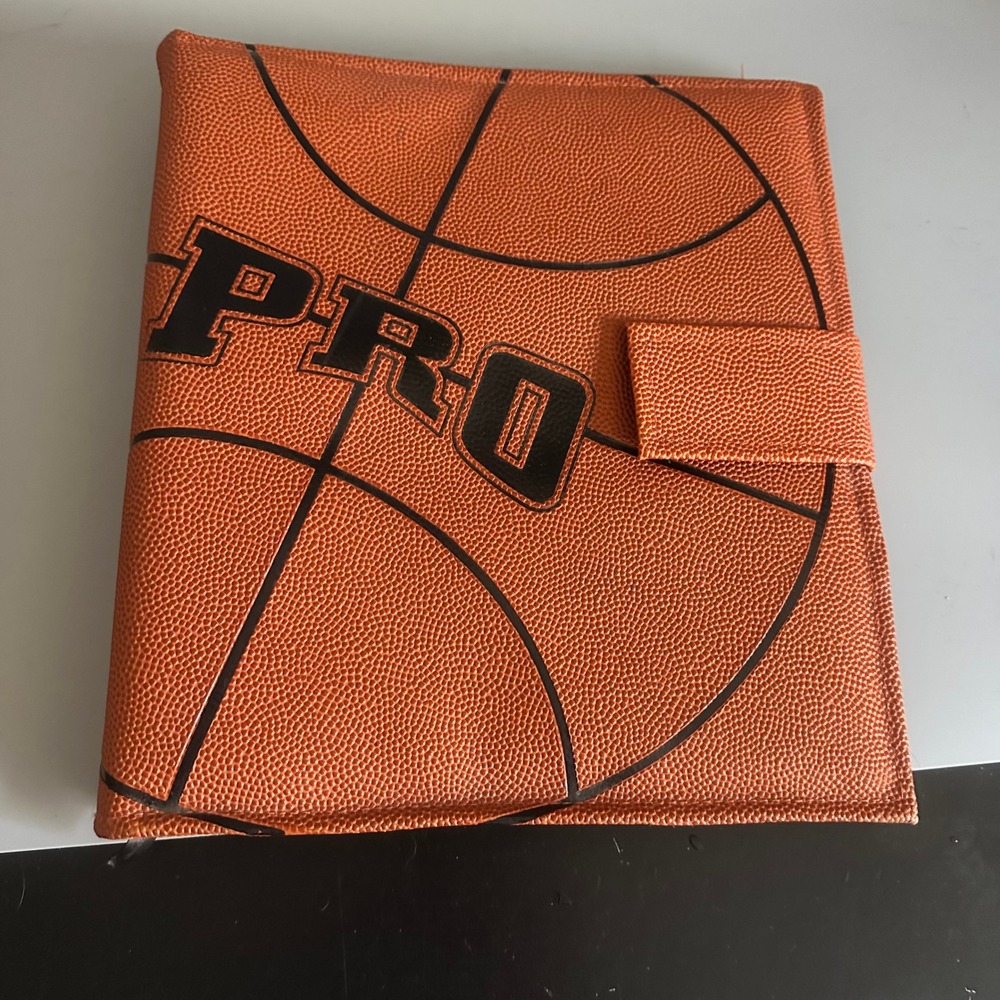 Vintage Pen-Tab Basketball Textured 3 Ring Binder‎ Pro Sports Organizer Orange